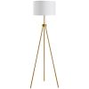 HOMCOM Elegant Floor Lamp 59.75" Fabric Shade E26 Holder Steel Tripod Gold for Living Room