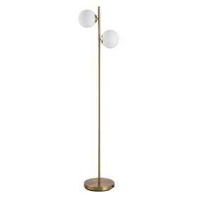 HOMCOM Decorative Floor Lamp with 2 Glass Shades Modern Lighting for Living Room Bedroom White