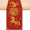 13x72 Inch 2026 Lunar New Year Horse Decorations Chinese New Year Horse Table Runner Linen Printed Cover Runner Kitchen Dining Table Decoration for Sp