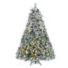 4ft Pre-Lit Flocked Artificial Christmas Tree with 150 Warm White Lights, Snow Frosted Realistic Pine Xmas Tree for Indoor Holiday Decoration
