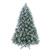 4ft Pre-Lit Flocked Artificial Christmas Tree, Snow Frosted Realistic Pine Xmas Tree for Indoor Holiday Decoration, Home Office Décor