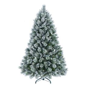 4ft Pre-Lit Flocked Artificial Christmas Tree, Snow Frosted Realistic Pine Xmas Tree for Indoor Holiday Decoration, Home Office Décor