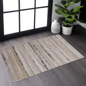 LOOM & LUXE Collection 2X3 Brown /Striped Non-Shedding Living Room Bedroom Dining Home Office Stylish and Stain Resistant Area Rug