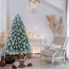 4ft Pre-Lit Flocked Artificial Christmas Tree, Snow Frosted Realistic Pine Xmas Tree for Indoor Holiday Decoration, Home Office Décor