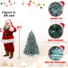 4ft Pre-Lit Flocked Artificial Christmas Tree, Snow Frosted Realistic Pine Xmas Tree for Indoor Holiday Decoration, Home Office Décor