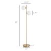 HOMCOM Decorative Floor Lamp with 2 Glass Shades Modern Lighting for Living Room Bedroom White