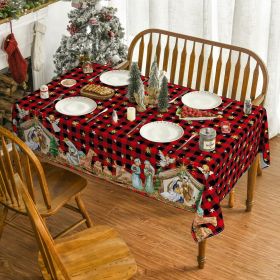 Horaldaily Christmas Tablecloth 52×70 Inch, Holy Nativity Red Buffalo Plaid Washable Table Cover for Party Picnic Dinner Decor (size: 60" x 120" (Rectangular))