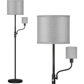 67.32In Mother Daughter Floor Lamp with Linen Shade 3200K Brightness 360° Adjustable Reading Light Modern Decoration Standing Lamp for Living Room Bed (Color: grey)