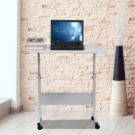 Portable Multi-Purpose Small Side Table - Mobile Laptop Wheels Compact Room Divider Shelf for Office (Color: White)