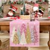 Christmas Table Runner 13x90 Inch, Xmas Trees Snowflakes Holiday Decorative Farmhouse Table Decoration for Kitchen Dinning